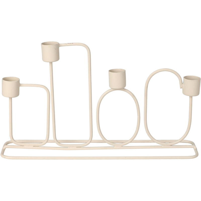 Home Styling Collection Kovový svícen ve světlé šedě barvě na 4 svíčky, 27 x 15,7 cm béžová