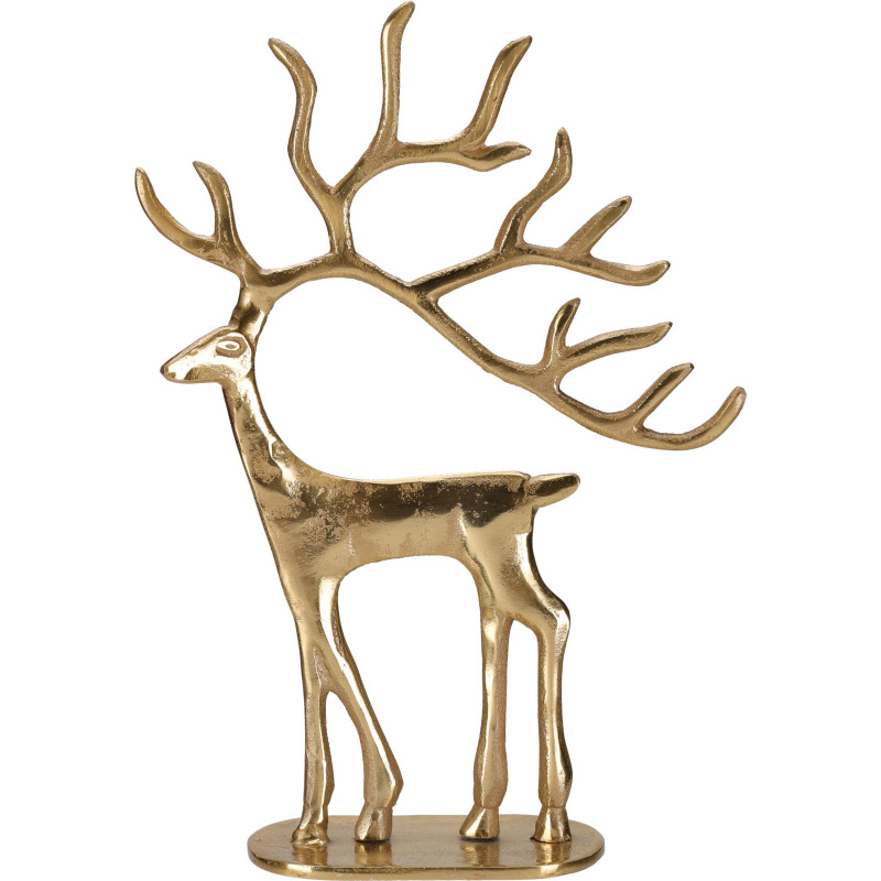 Home Styling Collection Vánoční figurka, sob, kov, 31 cm, zlatý zlatá
