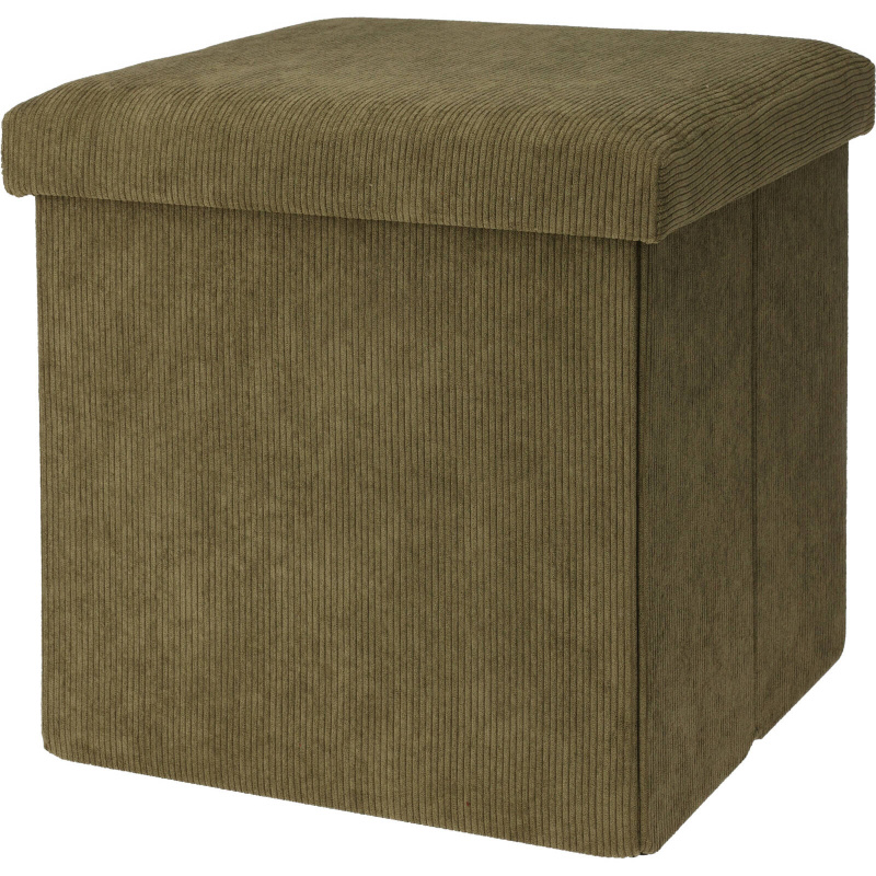 Home Styling Collection Skládací taburet s manšestrovou úpravou, 38 x 38 x 38 cm, zelený zelená
