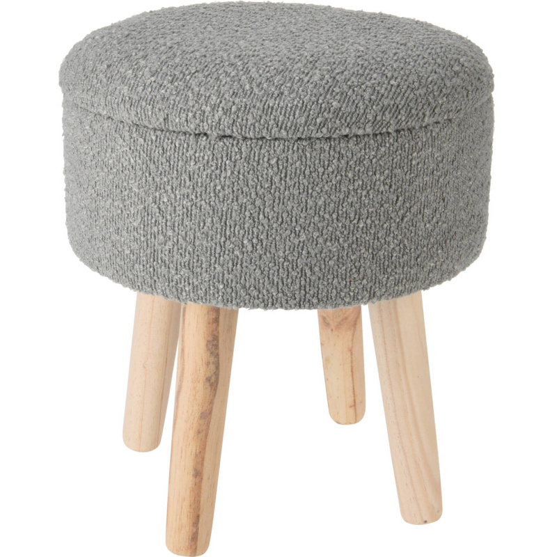 Home Styling Collection Stolička s plyšovým sedákem, borovicové nohy, výška 34 cm šedá