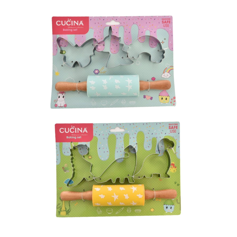 Dětská sada na pečení DINO (4 ks, 2 varianty)