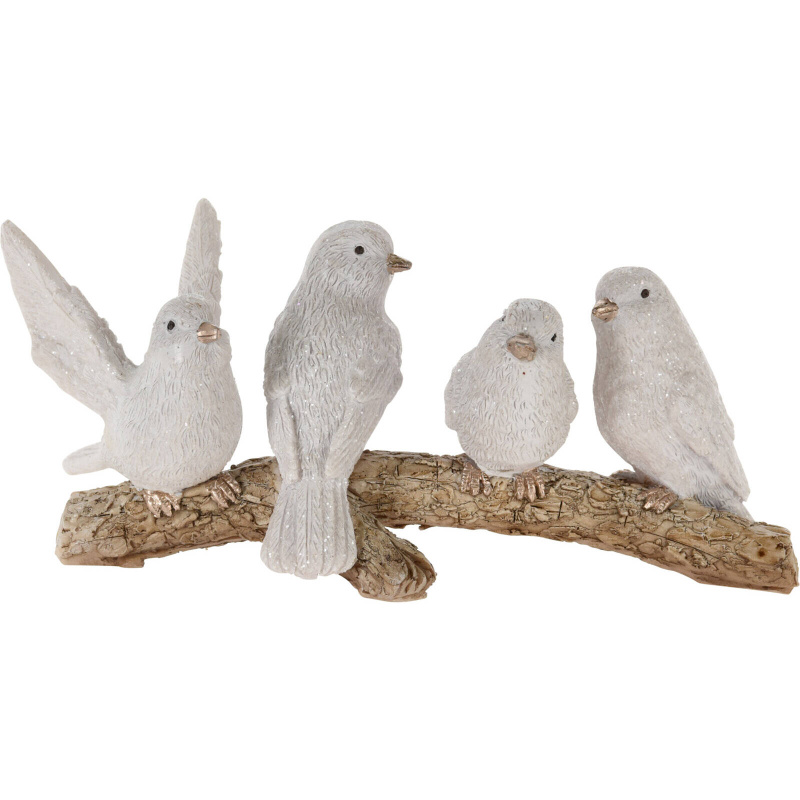 Home Styling Collection Dekorační ptáky na větvi, 16 cm šedá