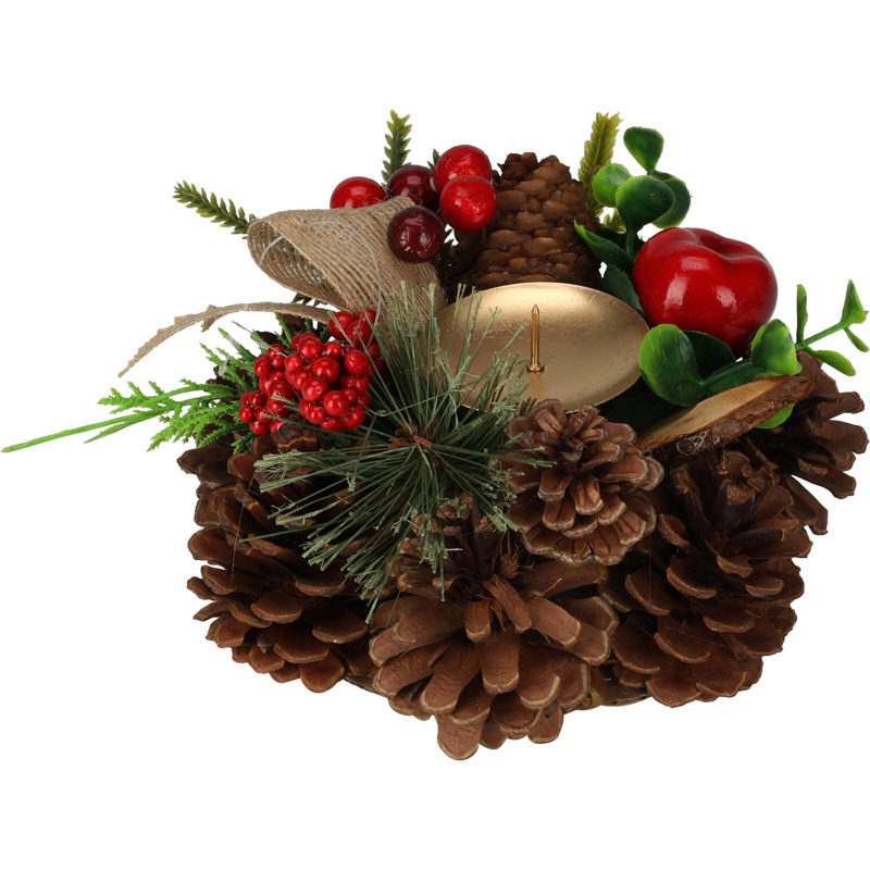 Home Styling Collection Vánoční svícen ze šišek, 15 cm hnědá
