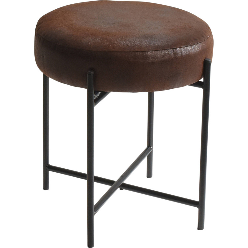 Home Styling Collection Kulatá stolička s kovovým rámem, Ø 36 cm hnědá