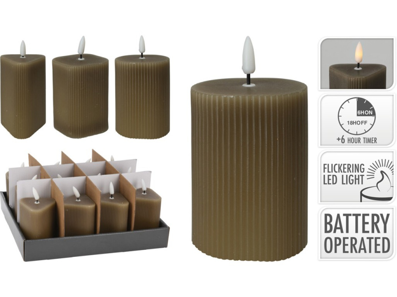 LED svíčka mix s časovačem, béžová 60x115mm 65x115mm 70x115mm