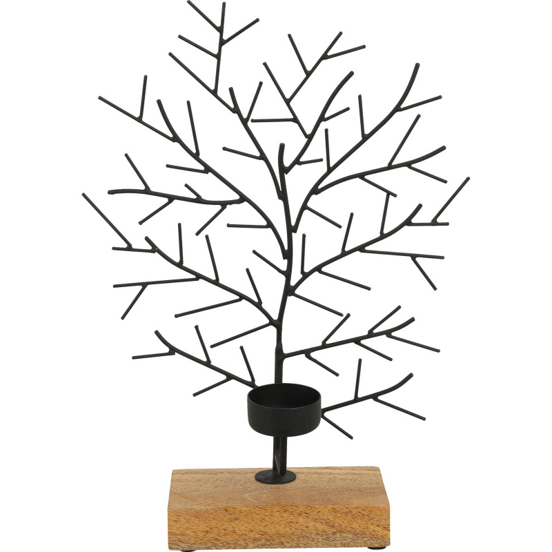 Home Styling Collection Svícen na čajovou svíčku ve tvaru stromu, kovový, 32 x 22 cm, černý černá