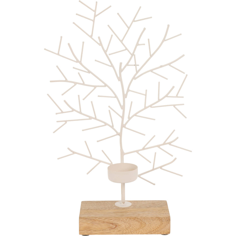 Home Styling Collection Svícen na čajovou svíčku ve tvaru stromu, kovový, 32 x 22 cm, bílý bílá