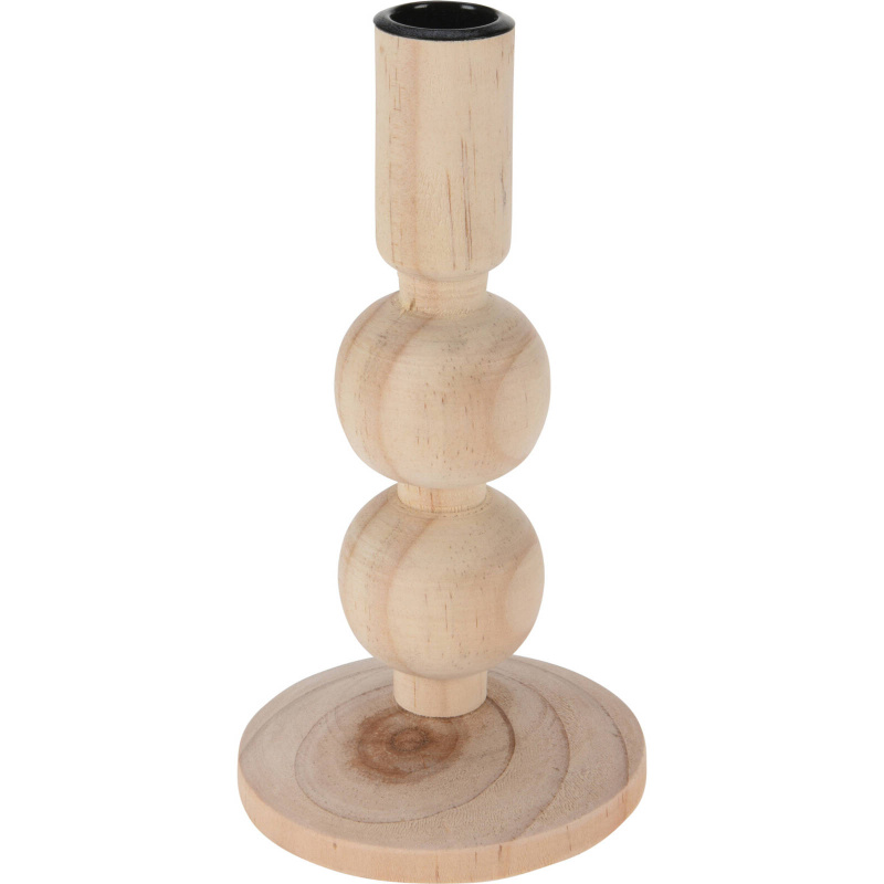 Home Styling Collection Dřevěný svícen, přirozený, výš, 23 cm, béžová béžová
