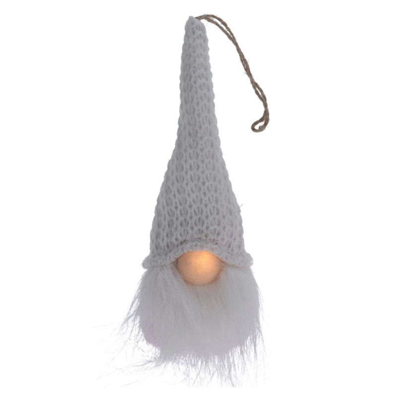 Plyšový trpaslík s LED nosem, růžová/šedá, 19 cm