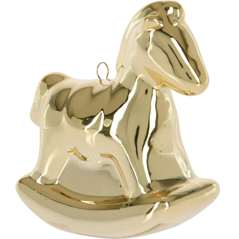 Závěsná vánoční dekorace houpací kůň z dolomitu, zlatá/stříbrná