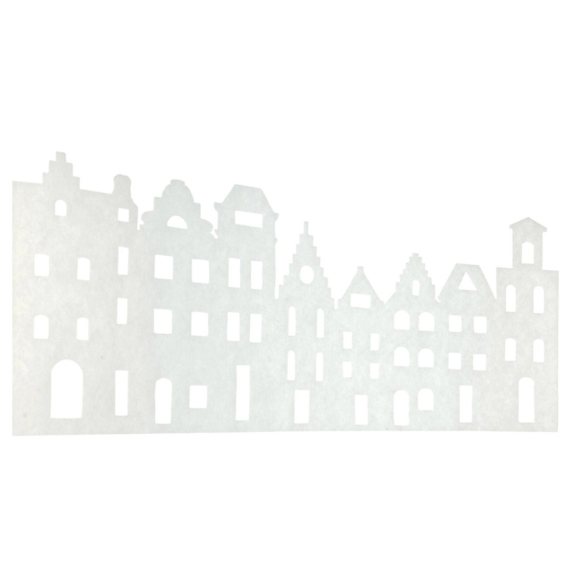 Okenní dekorace zasněžené štítové domy, 76 cm