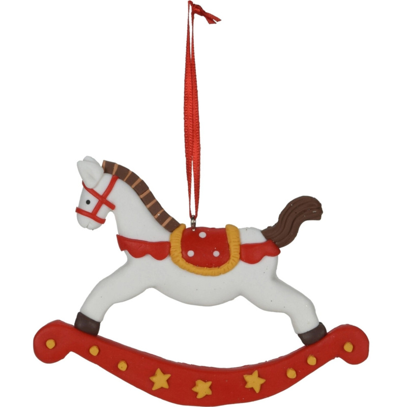 Závěsná vánoční dekorace houpací kůň, 3 druhy, 8 cm