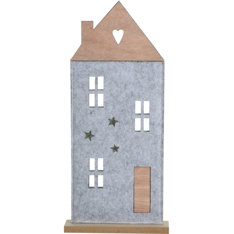 Vánoční dekorace domek ze dřeva a plsti, 3 druhy, 38 cm