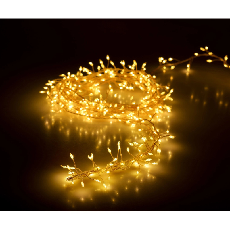 Světelný řetěz ze stříbrného drátu 100 LED, teplá bílá, 100 cm