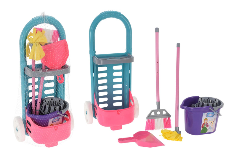 Dětská úklidová sada s vozíkem, 6dílná plastová