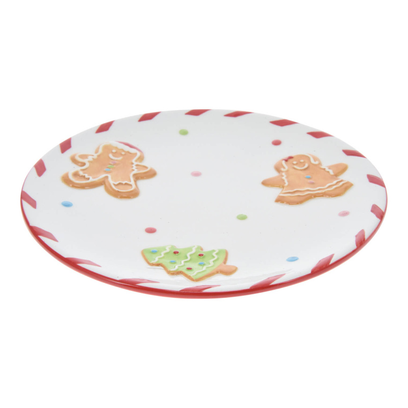 Home Styling Collection Vánoční talíř, 22 cm, GINGERBREAD bílá