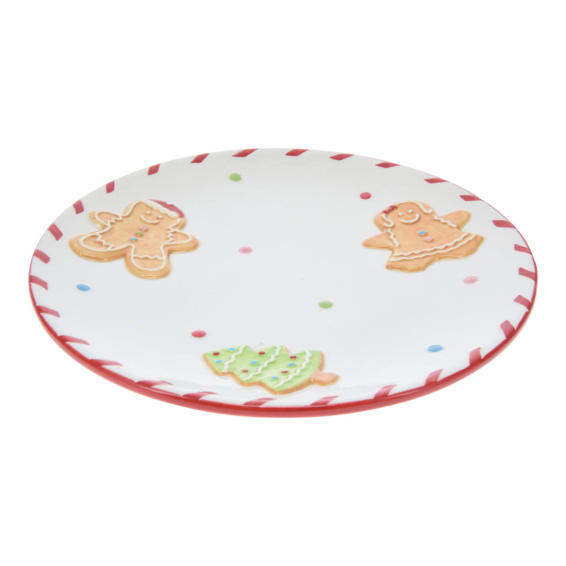 Home Styling Collection Vánoční talíř, 24 cm, GINGERBREAD bílá