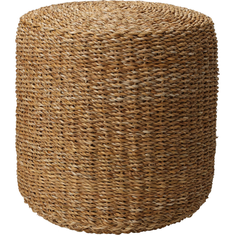 Home Styling Collection Bohatě zdobený puf z mořské trávy, průměr 40 cm hnědá