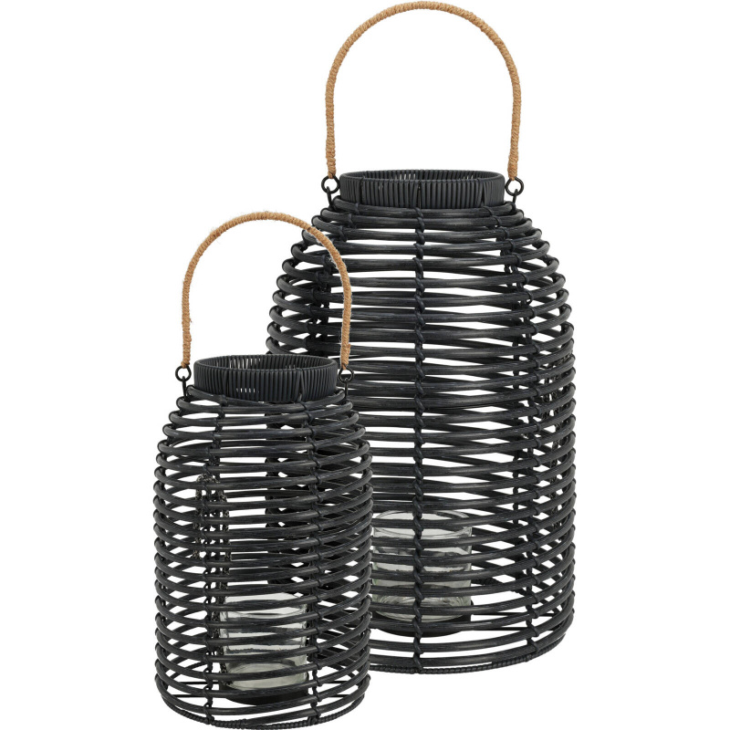 Home Styling Collection Dekorační lucerny z technorattanu, 2 ks černá