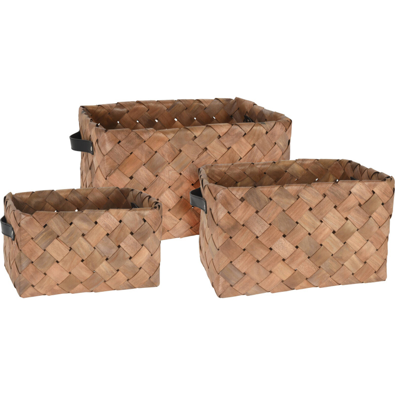 Home Styling Collection Sada 3 úložných košů z pleteniny, hnědé hnědá