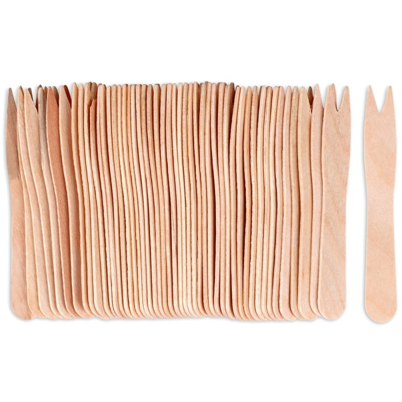 Dřevěné vidličky na občerstvení 8,5 cm, 50 ks