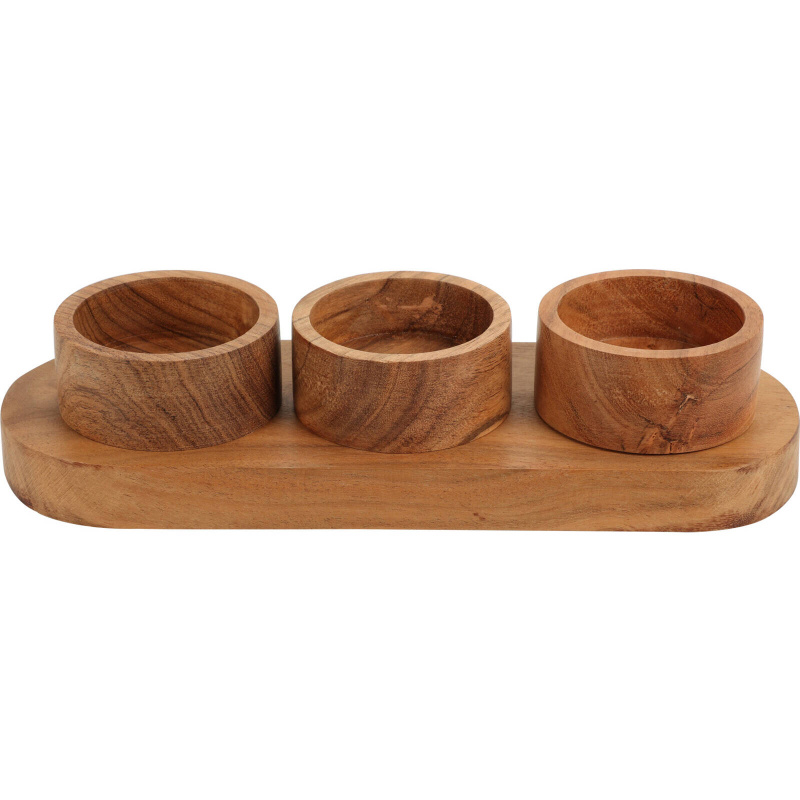 Home Styling Collection Servírovací set na občerstvení, akátové dřevo, 28 x 10 x 6 cm hnědá