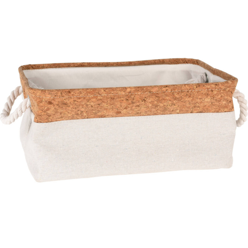 Home Styling Collection Úložný košík s provazovými držáky a korkovou deskou, 36 x 25 x 17 cm béžová