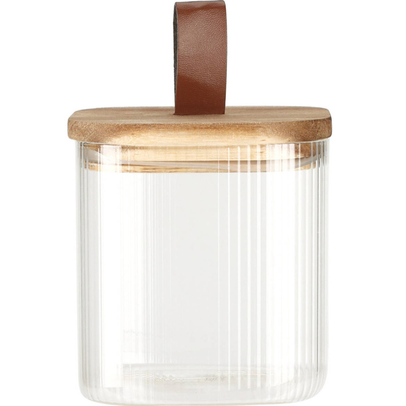 EH Excellent Houseware Skleněná dóza s dřevěným víkem, hermetické uzavření, transparentní, 750 ml transparentní