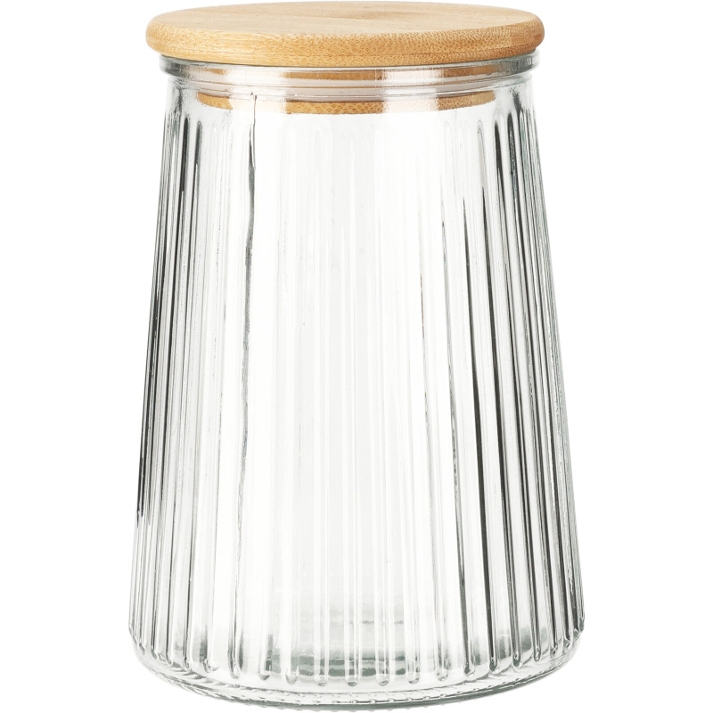 EH Excellent Houseware Dóza s bambusovým víkem, vzduchotěsná transparentní