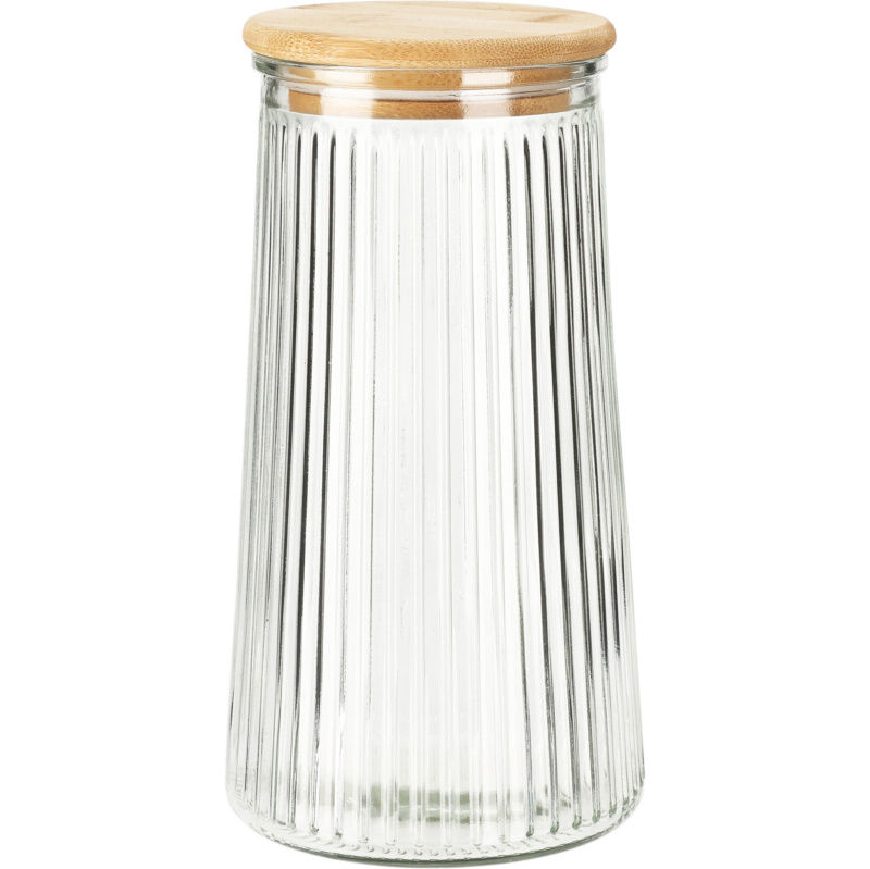 EH Excellent Houseware Dóza s bambusovým víkem, vzduchotěsná transparentní