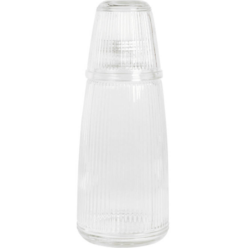 EH Excellent Houseware Skleněná láhev se zátkou a sklenicí, 1000 ml transparentní