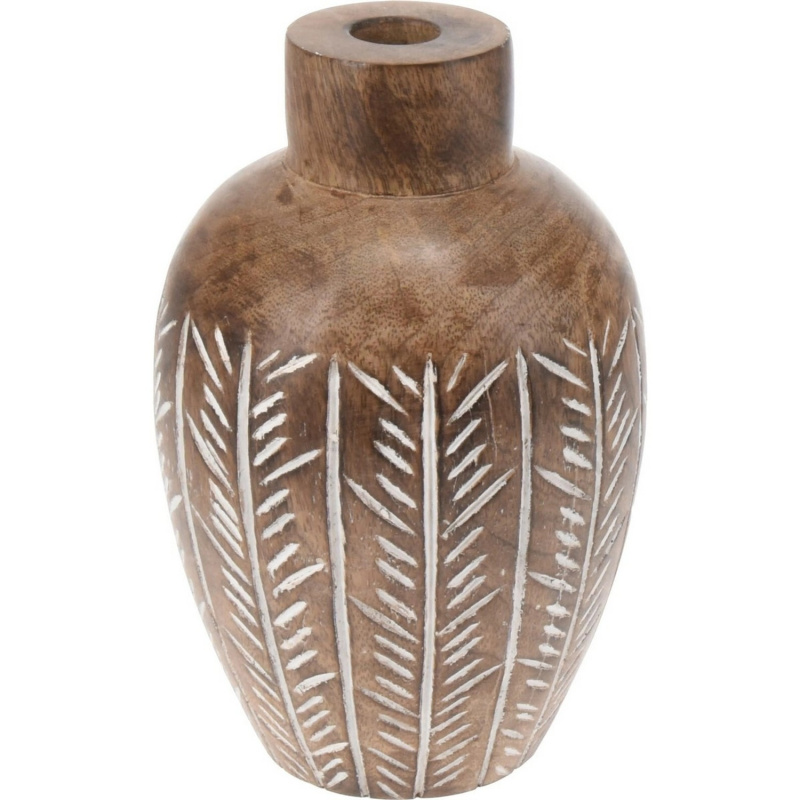 Koopman Dřevěná váza s úzkým hrdlem, 11 x 18 cm