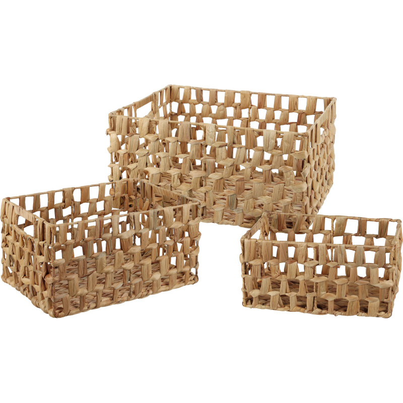 Home Styling Collection Úložné koše, pletenina z mořského hyacintu, obdélníkové, 3 ks hnědá
