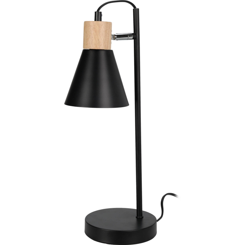 Home Styling Collection Stolní loftová lampa, dřevo a kov, Ø 14 x 44 cm černá