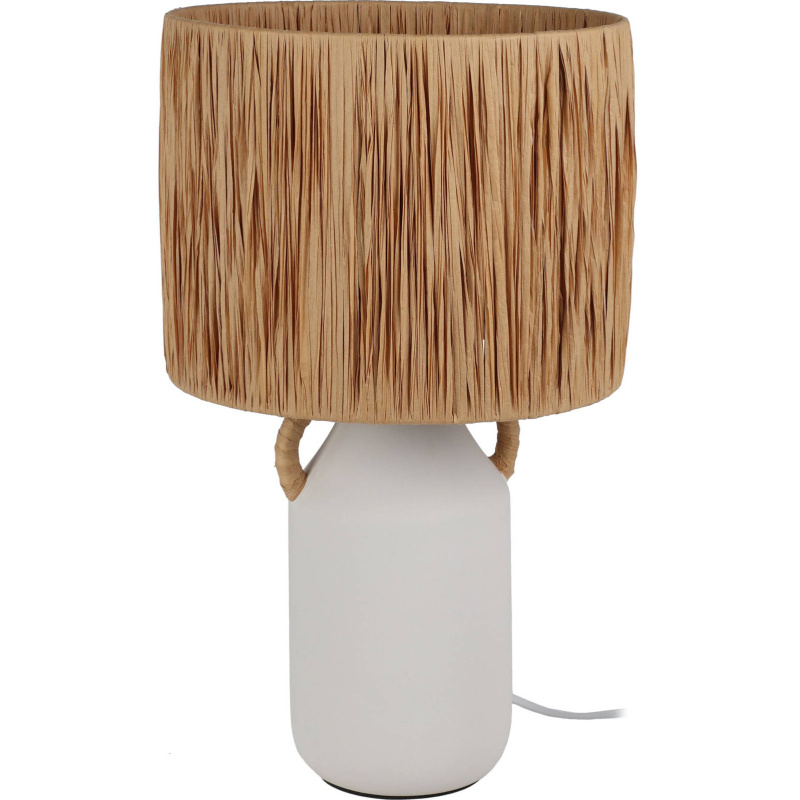 Home Styling Collection Stolní keramická lampa se stínítkem z pleteniny Ø 24 x 42 cm béžová