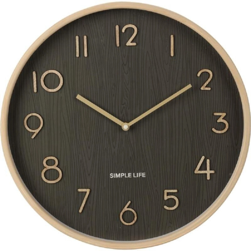 Home Styling Collection Nástěnné hodiny s dřevěným designem, 38 x 5 cm, hnědé hnědá