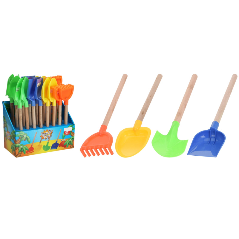 Dětská plážová lopatka 42 cm s dřevěnou rukojetí