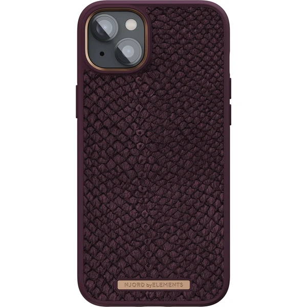 NJORD Salmon Leather MagSafe kryt pro iPhone 14 Plus - Vínová
