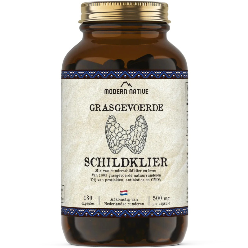 Modern Native Schildklier Sušená hovězí štítná žláza v kapslích, 500 mg, 180ks