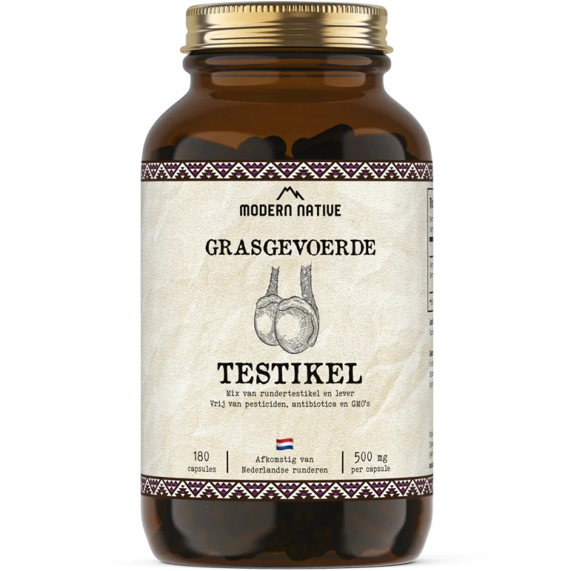 Modern Native Testikel Sušená hovězí varlata a játra v kapslích, 500 mg, 180ks