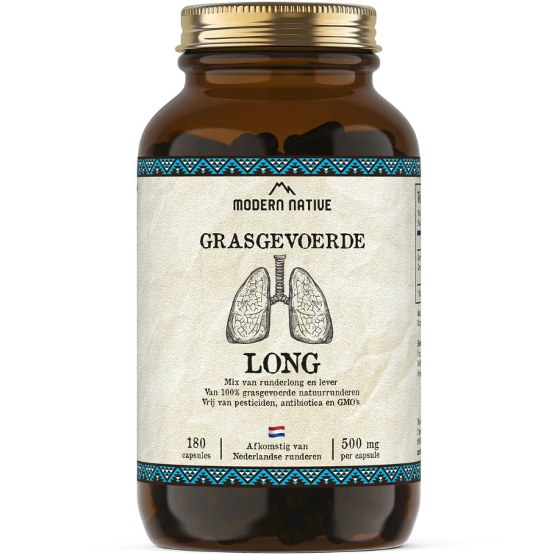 Modern Native Long Sušené hovězí plíce s játry v kapslích, 500 mg, 180ks