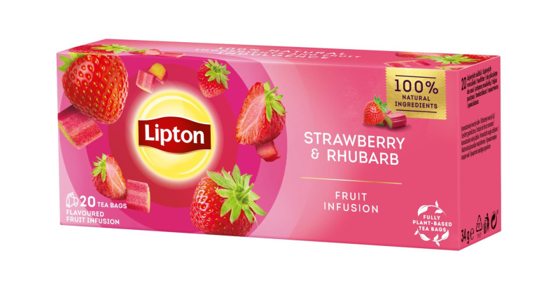 Ovocný čaj Lipton - jahoda a rebarbora, 20x 1,7 g