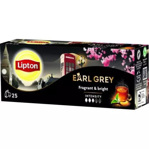 Čaj Lipton Earl Grey černý, 25 x 1,5 g