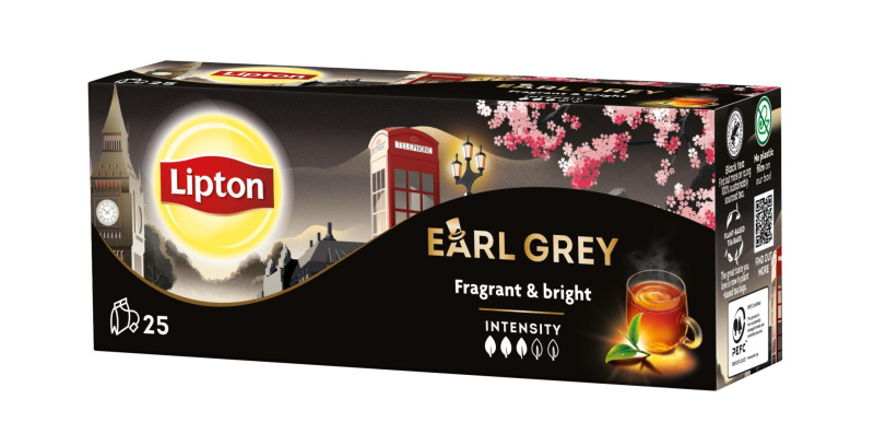 Čaj Lipton Earl Grey černý, 25 x 1,5 g