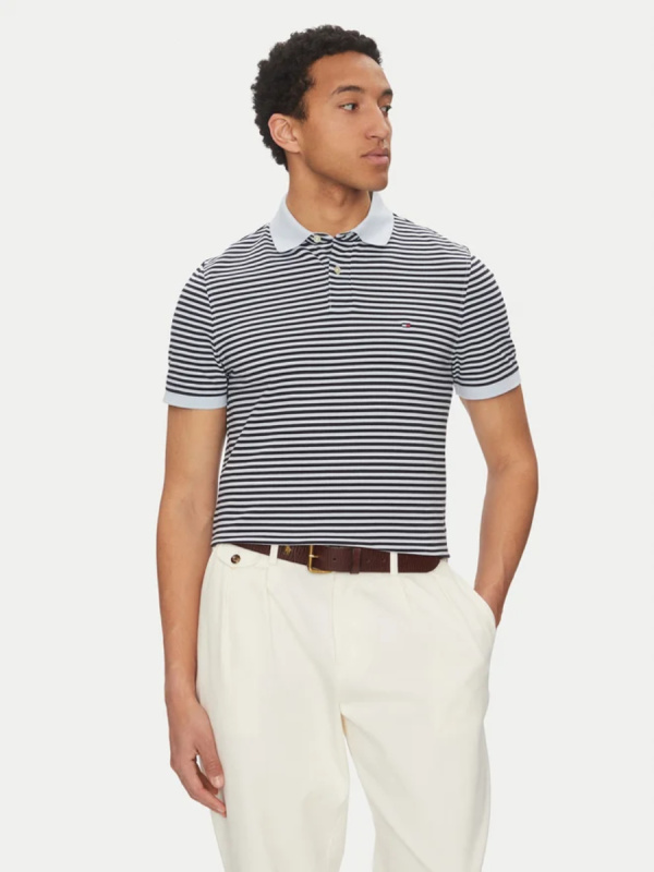 Tommy Hilfiger pánské modro modré pruhované polotričko