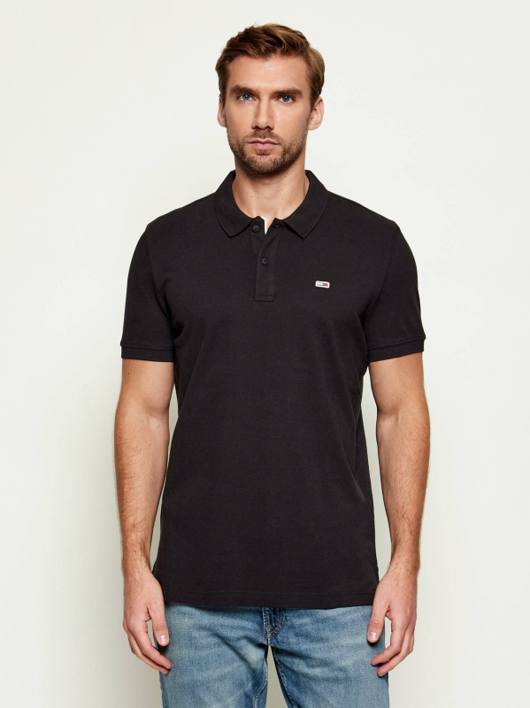 Tommy Jeans pánské černé polo tričko