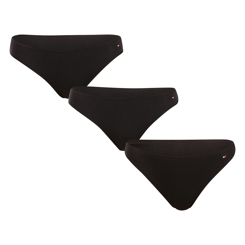 3PACK dámská tanga Tommy Hilfiger černá (UW0UW05752 0V6) XXL