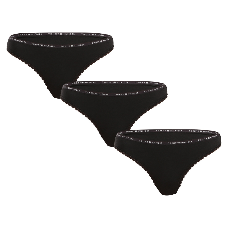 3PACK dámská tanga Tommy Hilfiger černá (UW0UW05954 0V2) XS