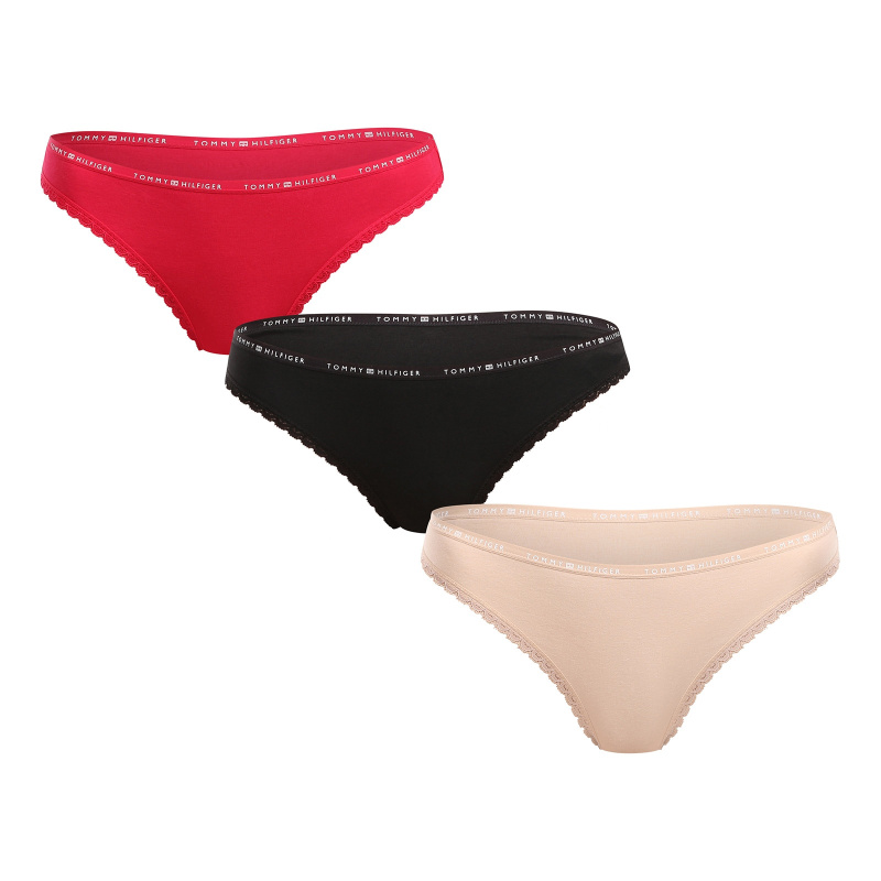 3PACK dámská tanga Tommy Hilfiger vícebarevná (UW0UW05954 0VI) XL