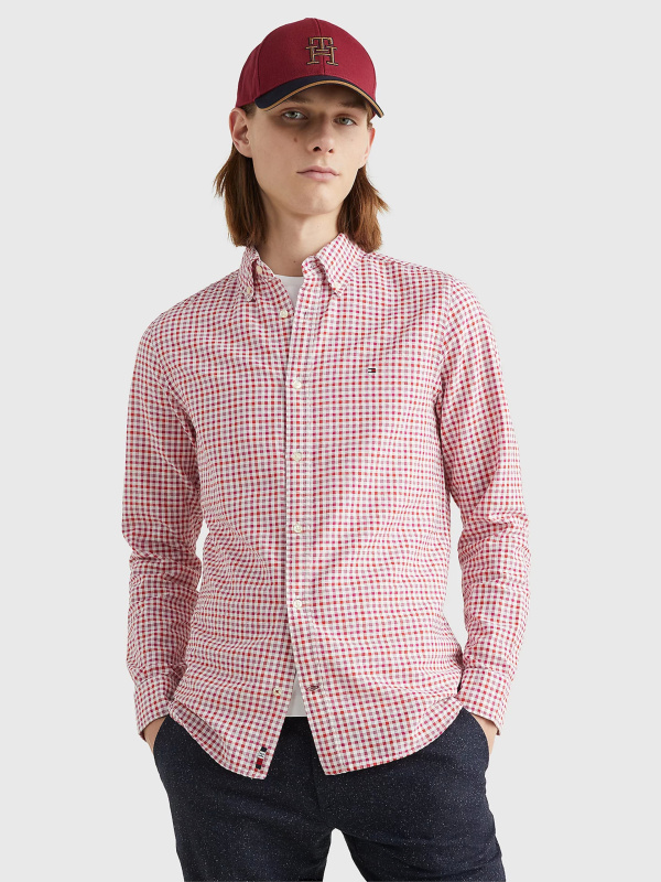 Tommy Hilfiger pánská červená kostkovaná košile